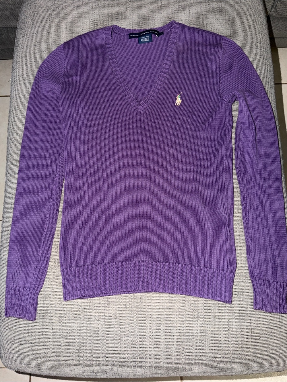 Ralph Lauren Purple V-Neck Knit Sweater